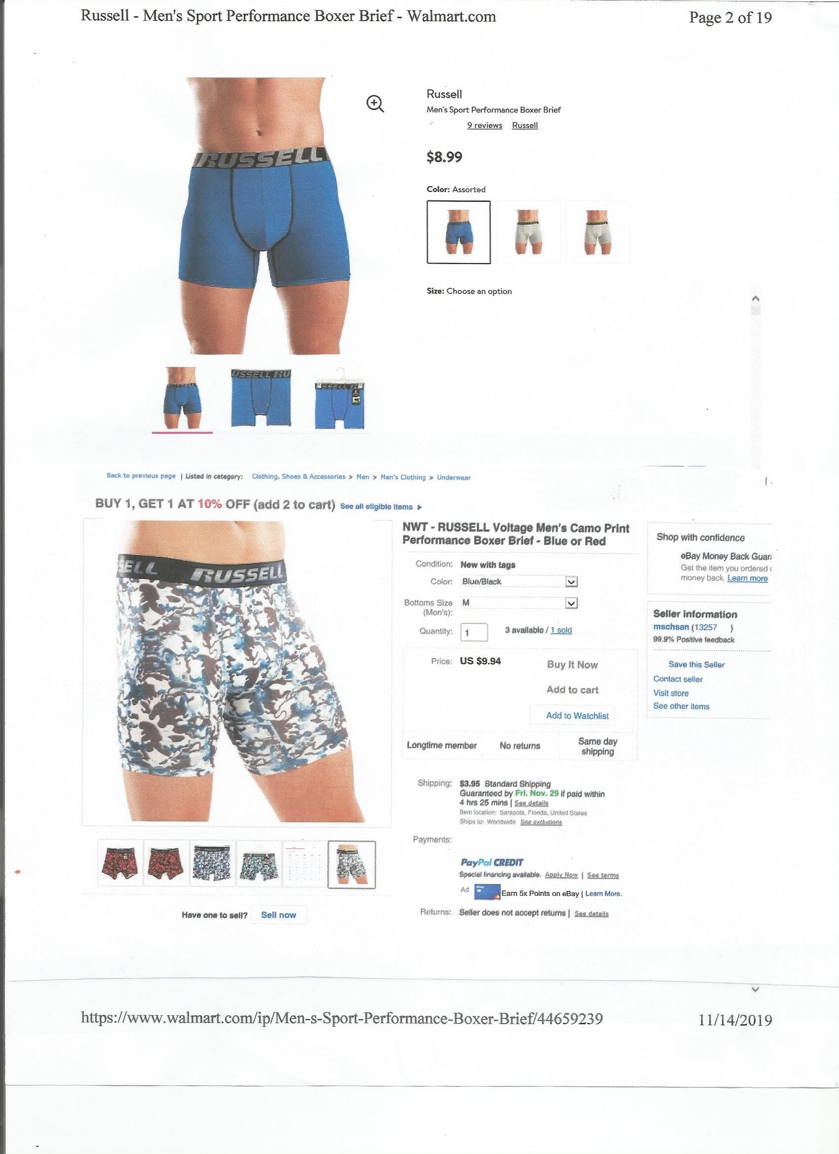 MENS RUSSELL ATHLETIC BOXERS USA